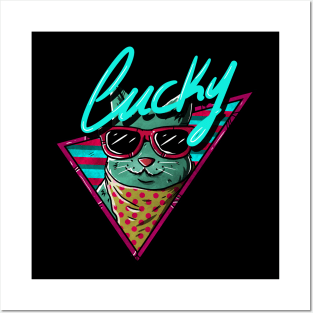 Lucky Vintage Cat - 1980s style Posters and Art